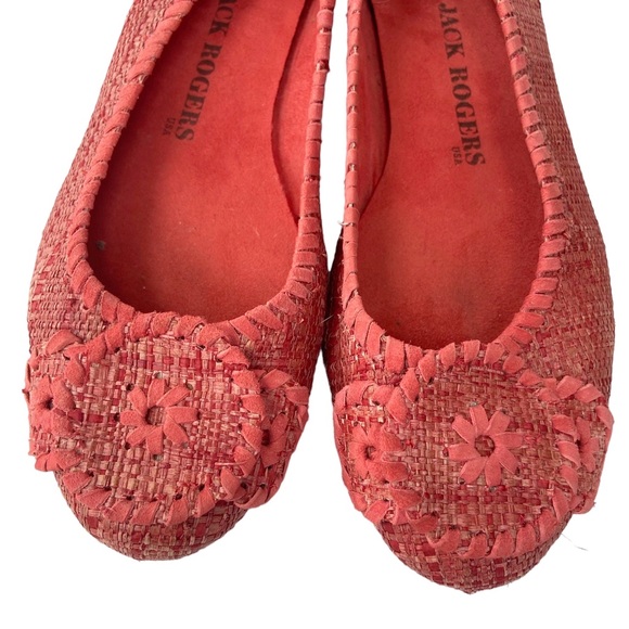 JACK ROGERS Orange Red Straw Slip On Flats Size 8M - Picture 6 of 12